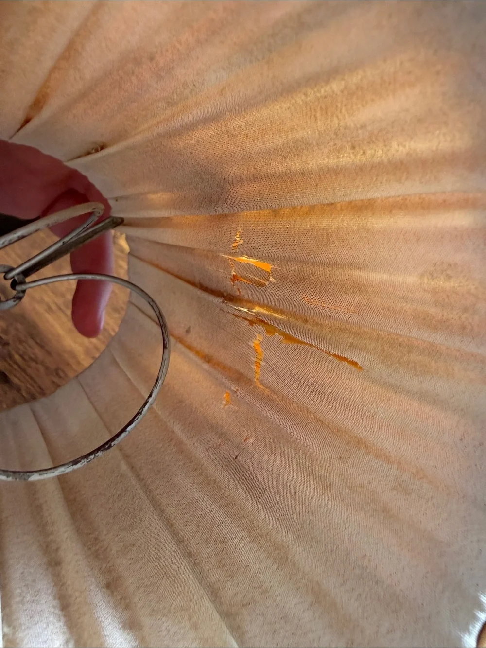 Orange Pleated Fabric Lamp Shade - Unbranded